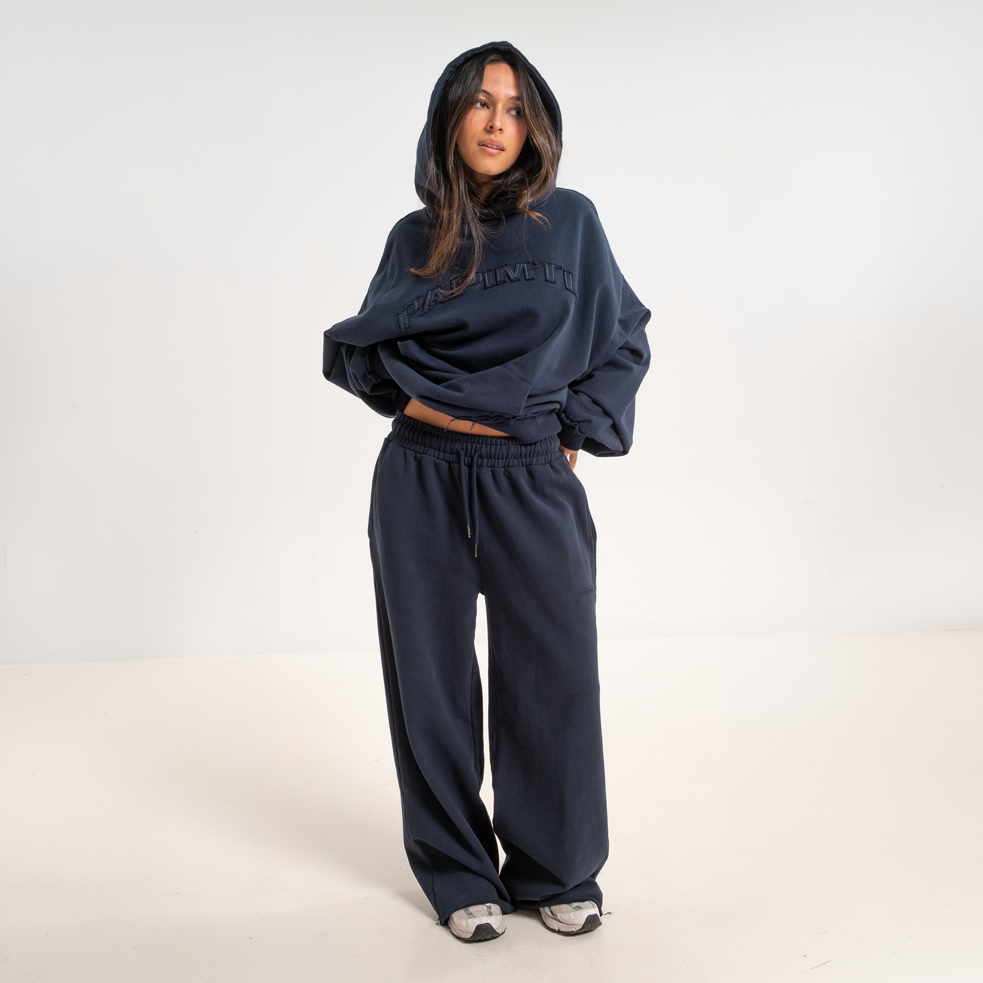 Navy Frayed Sweatpants