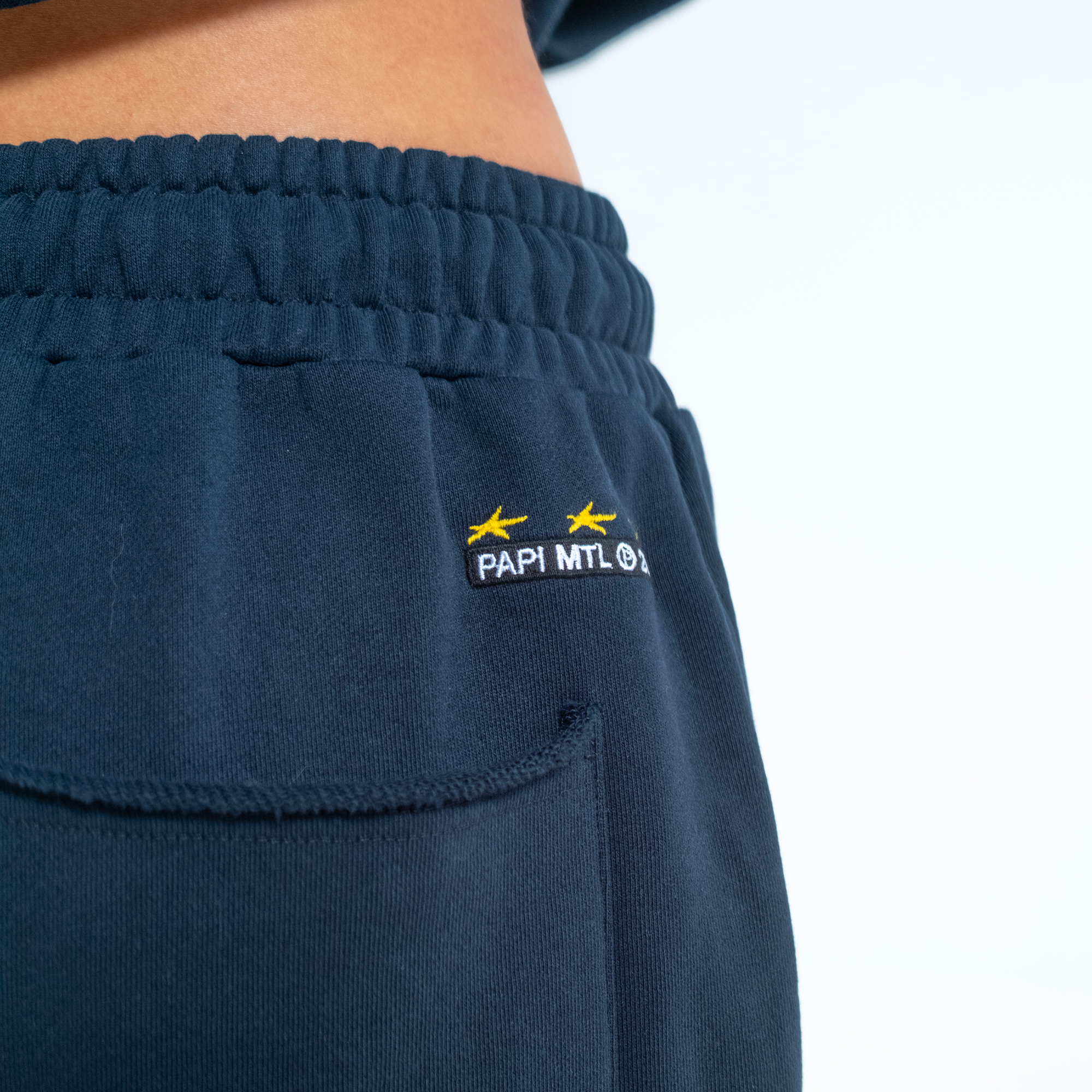 Navy Frayed Sweatpants